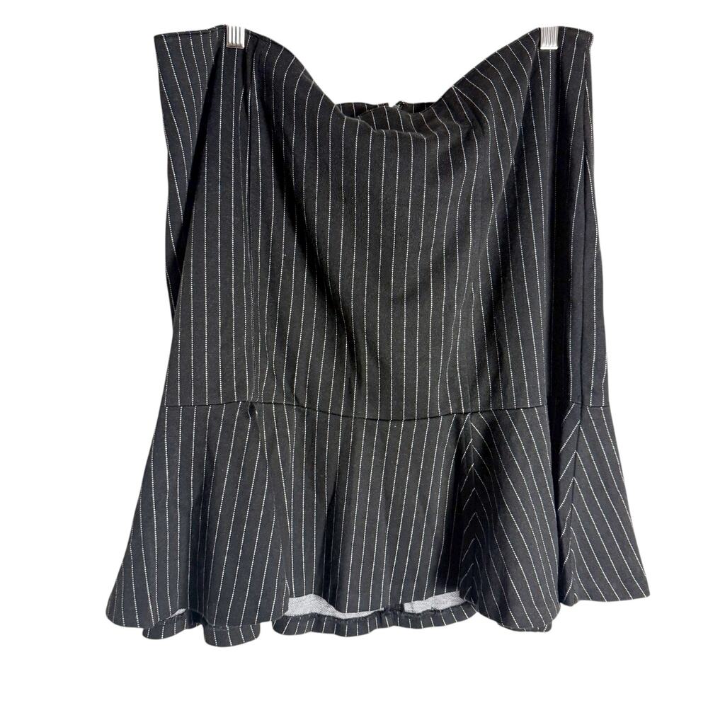 Lane Bryant Black White Pinstripe Flare Flounce Mini Skirt Plus Size 18